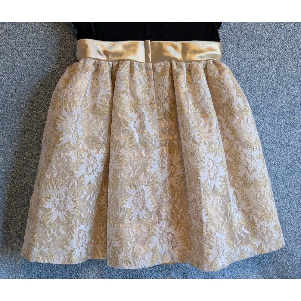 Special Editions Sears Girls Size 5T Velvet Puff Sleeve Glitter Lace Bow Dress - Picture 6 of 9